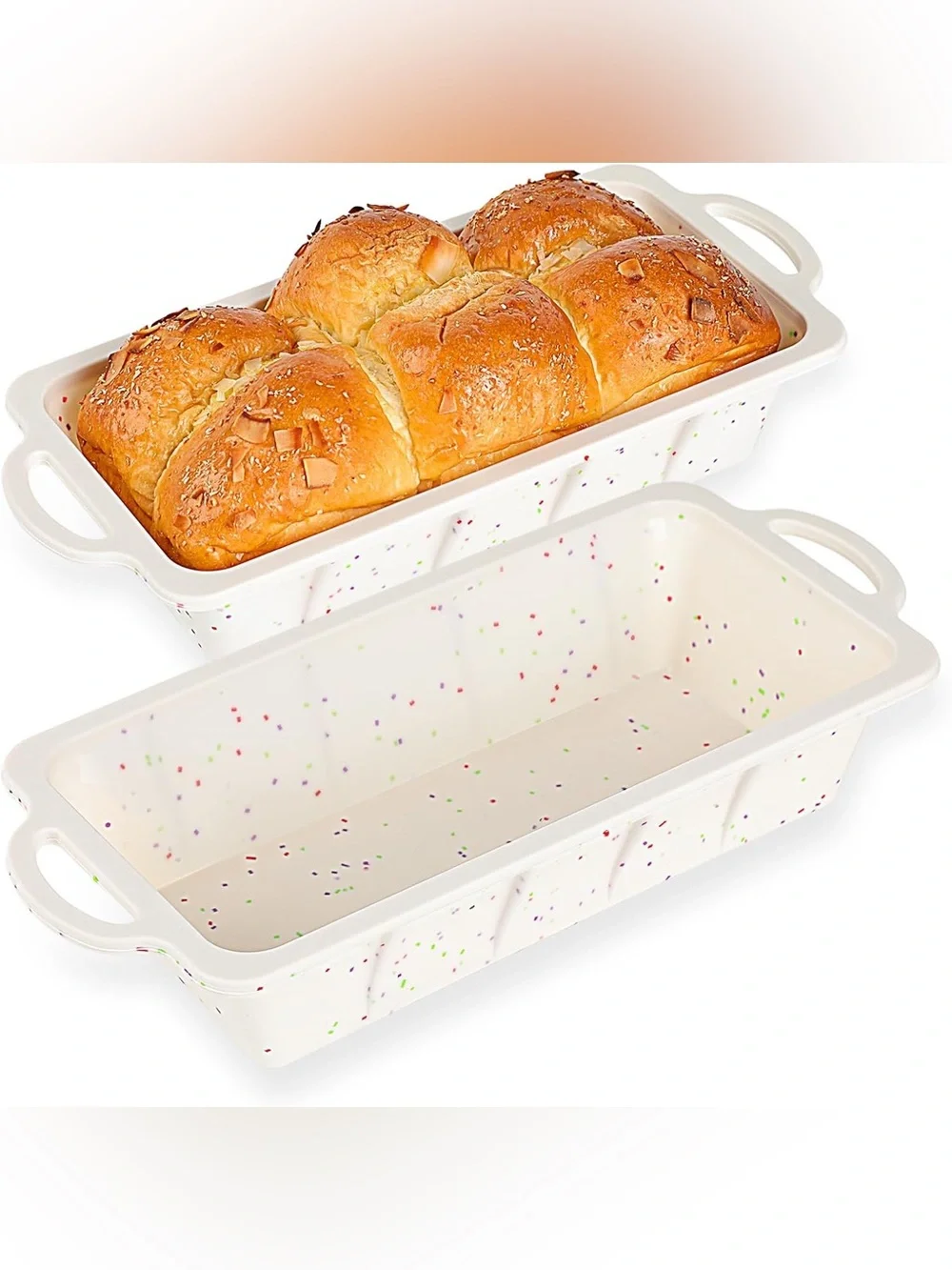 Pack of 2 White Confetti Ceramic Loaf Pans - Home Kitchen